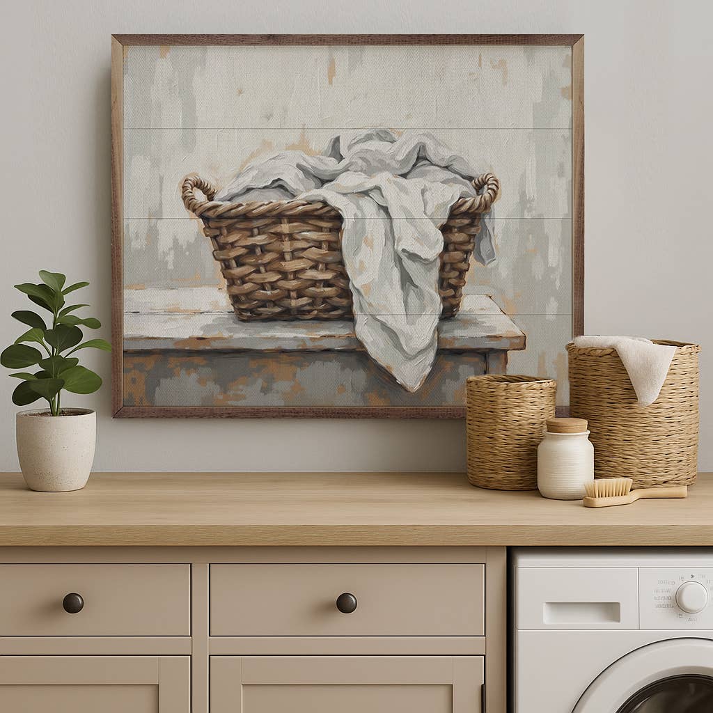 Kendrick Home - Wholesale Wood Wall Art - Laundry Basket2