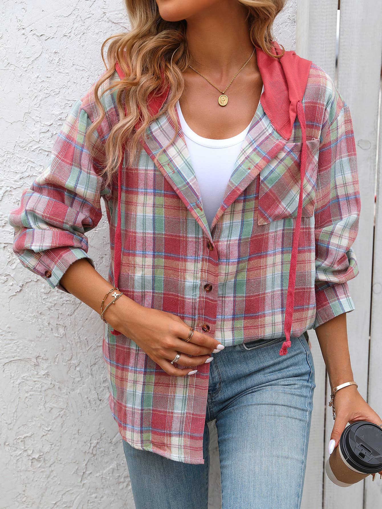 Lily Clothing - Wholesale Button Down Shirt - Women's - CASUAL FASHION OVERSIZE PLAID SHIRT11