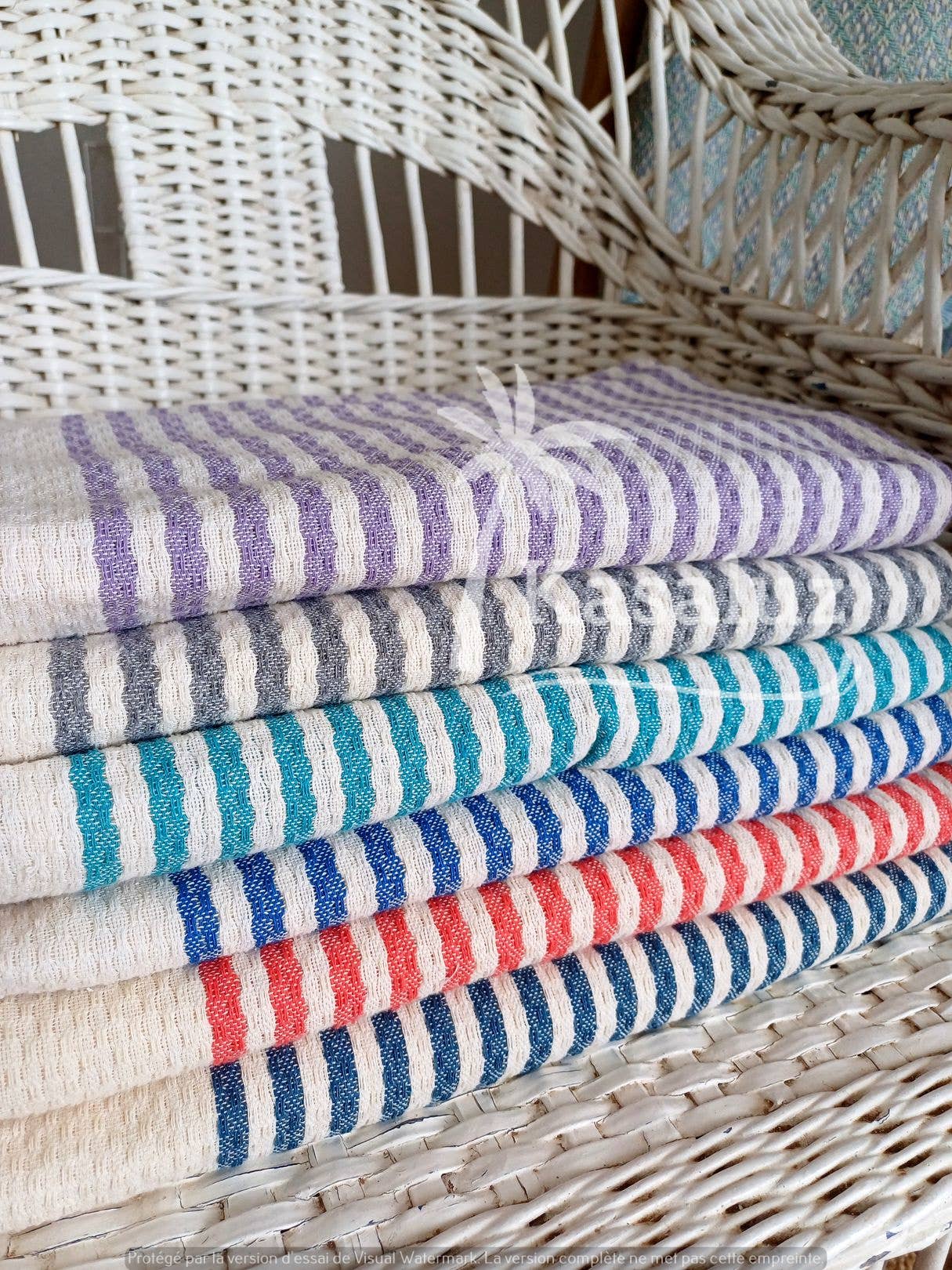 KASALUZ - Vendita all'ingrosso Telo mare - Fouta Atlántico Noir a nido d'ape 100% cotone6