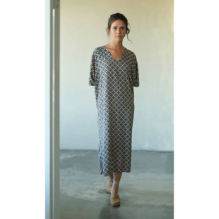 Vestido caftán | Retro Indigo para venta al por mayor de Balizen Direct from Bali