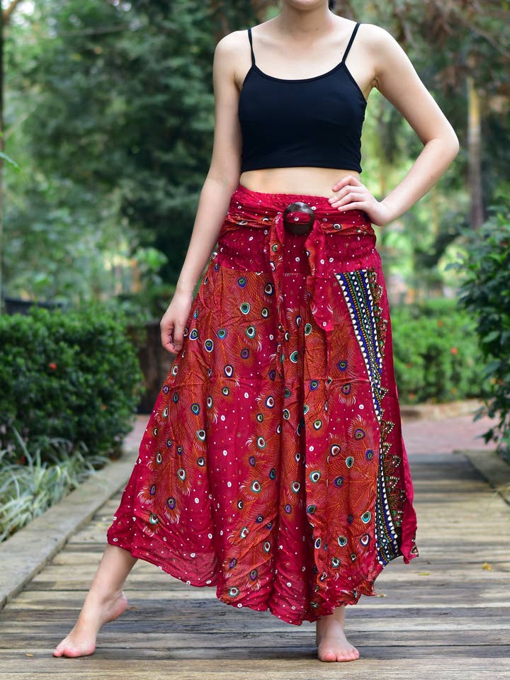 Falda Larga Pavo Real Rojo Quemado Con Hebilla Coco S-LXL para venta al por mayor de Bohotusk