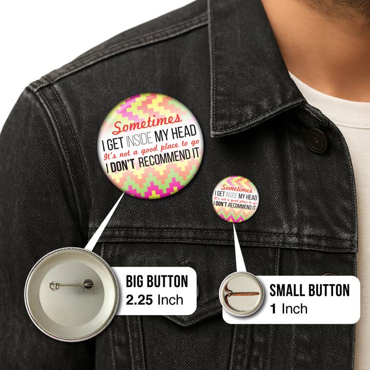 Static Cat Studio - Wholesale Lapel pin/button - Sometimes I Get Inside My Head – Pin2