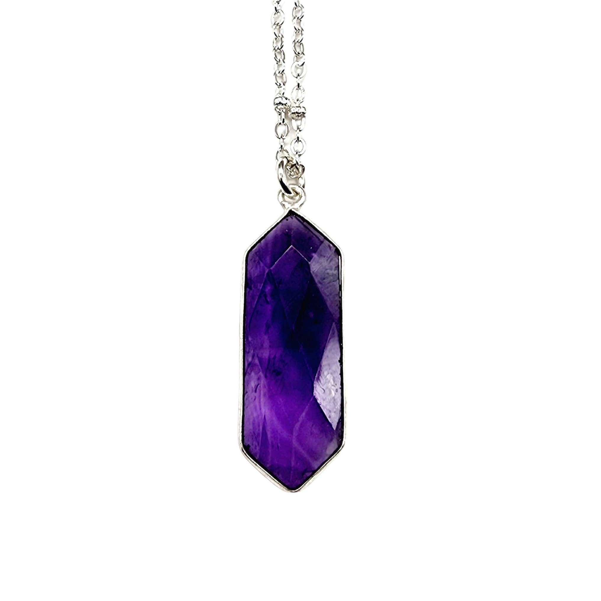 MergingMetals - Wholesale Pendant/Charm Necklace - Long Faceted Amethyst Marquise Necklace2