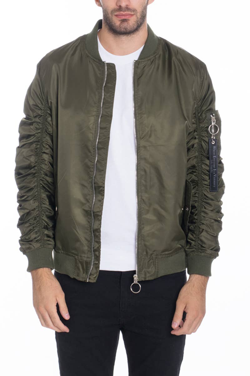WEIV - Wholesale Bomber Jacket - Men's - Mens Light Weight Scrunched Flight Bomber Jacket3