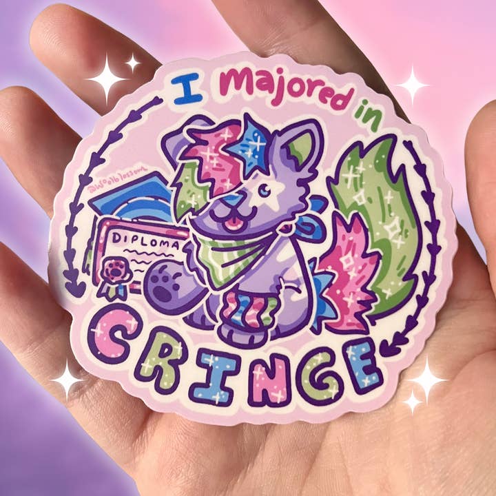 Woolblossom - Wholesale Sticker - I Majored in CRINGE Sparkledog ~ Sticker