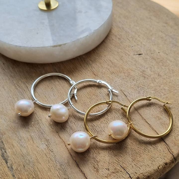 PearlGem Designs - Wholesale Hoop earrings - Rebecca Freshwater Pearl hoop Earrings4