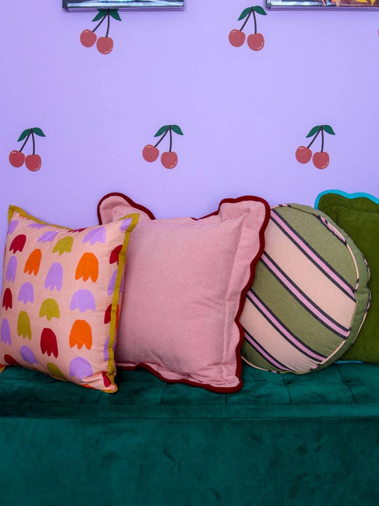 Mosey Me - Wholesale Throw/Decorative Pillow - Corduroy Scalloped Cushion - Peach6