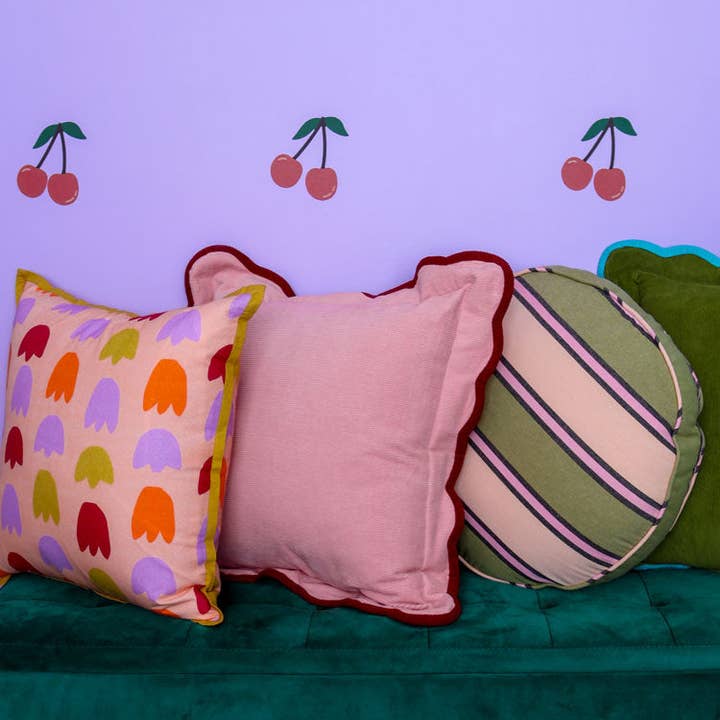 Mosey Me - Wholesale Throw/Decorative Pillow - Corduroy Scalloped Cushion - Peach6