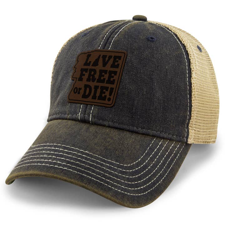 Camionneur Live Free or Die Leather Patch Dirty Water pour la vente par Chowdaheadz