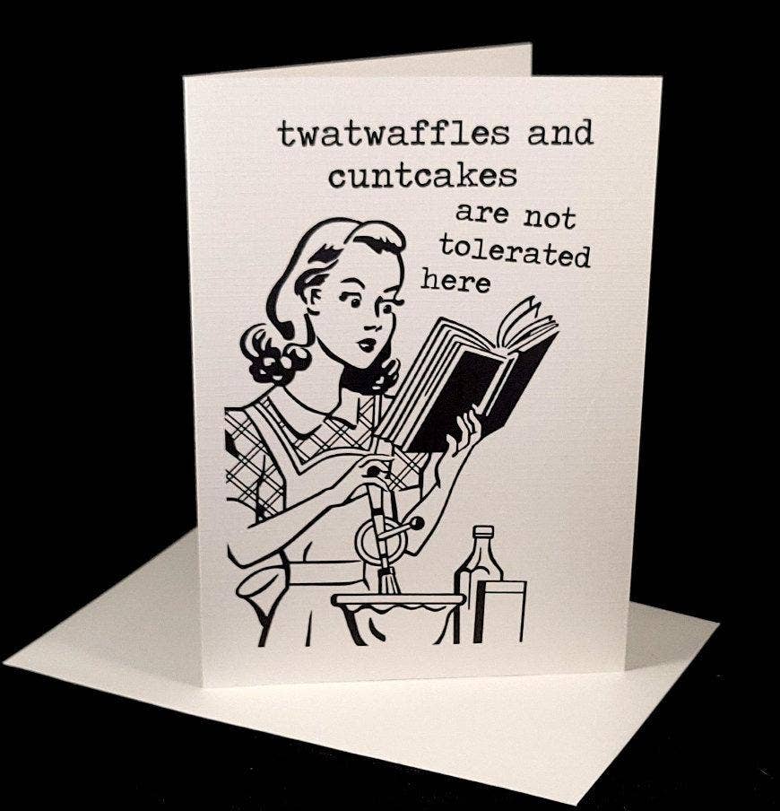 Cleverish Co – Cartão de saudação diária por atacado – Twatwaffles e cuntcakes não são bem-vindos aqui. Cartão engraçado e impróprio1