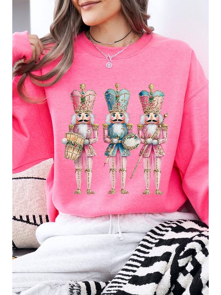 COLORBEAR - Venta al por mayor Camiseta estampada - Mujer - Sudadera gráfica rosa de Cascanueces de Navidad15