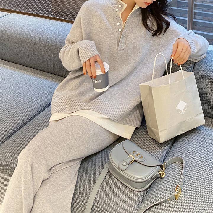 Marayn - Wholesale Lounge Set - Women's - Chic Knit Sweater WideLeg Pants Autumn Set1