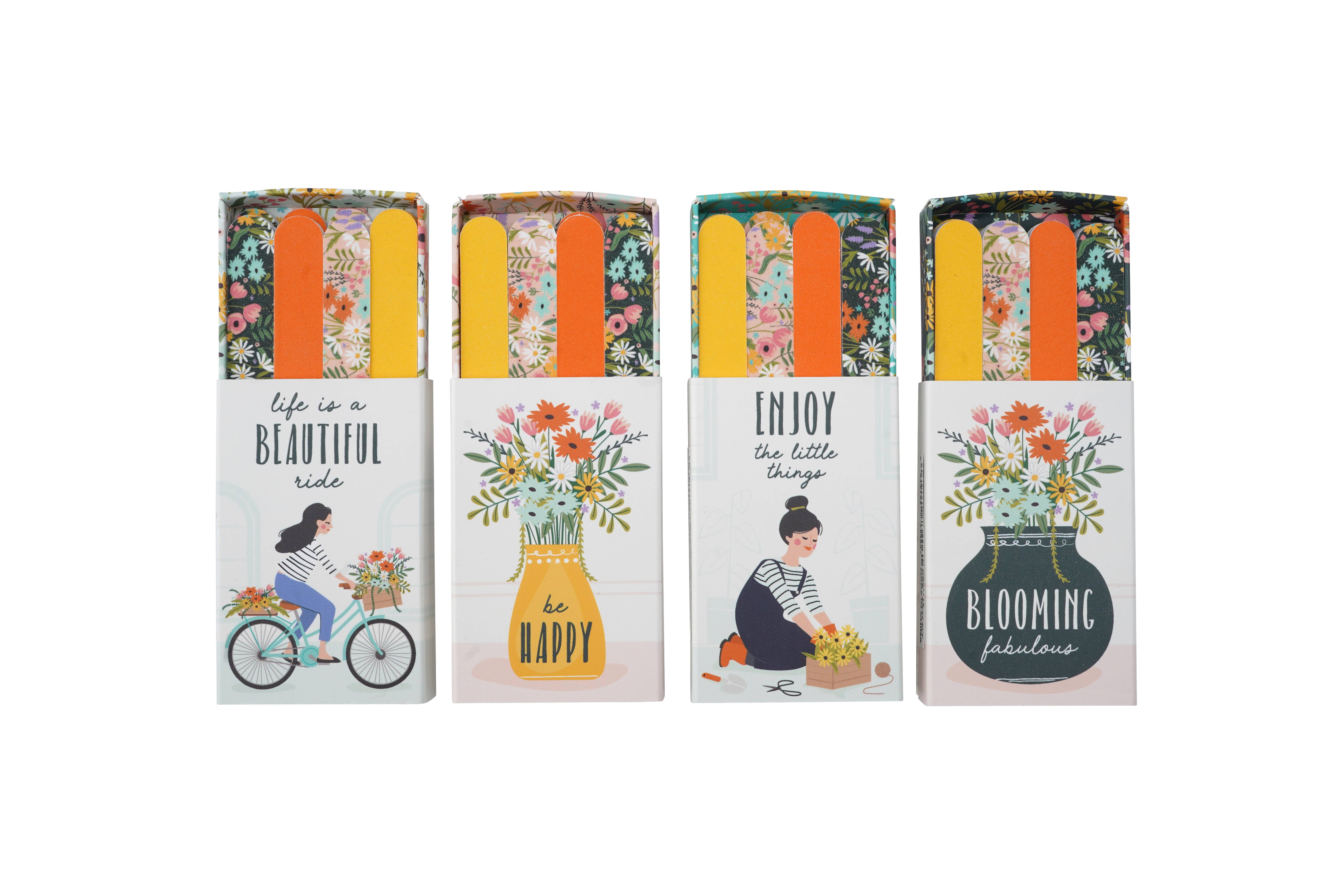 CGB Giftware - Wholesale Nail File - The Flower Market 4 Matchbox Nail Files In Display2