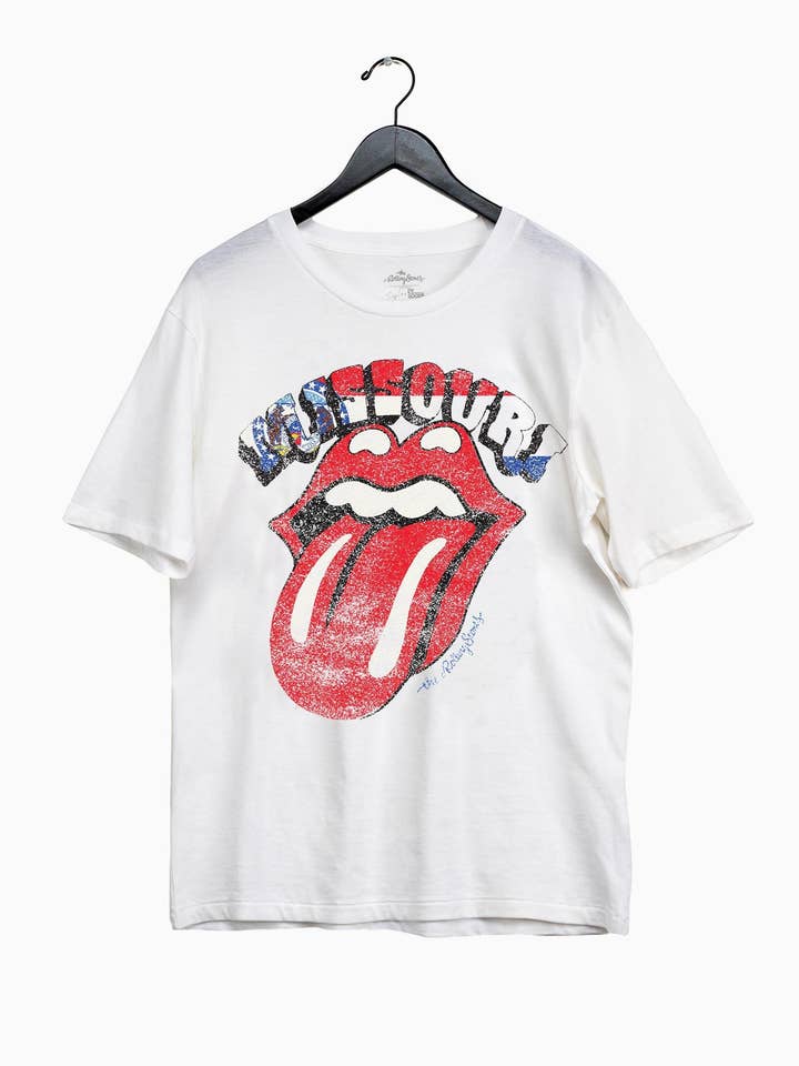 Rolling Stones Missouri Flag Rocker White Graphic Tee for wholesale by LivyLu