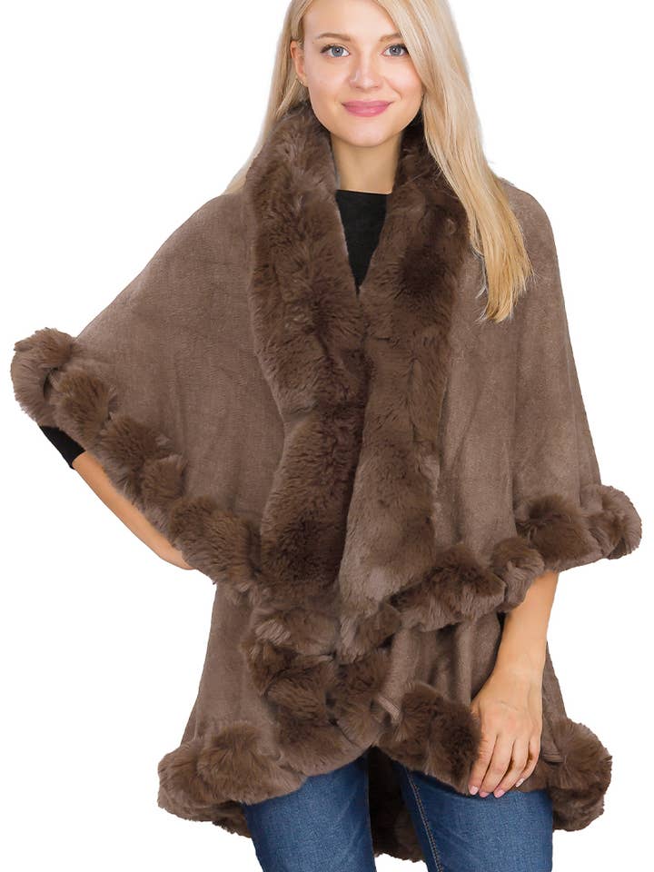 Poncho cape double couche en fausse fourrure Bubble Teddy de luxe pour la vente par Cap Zone