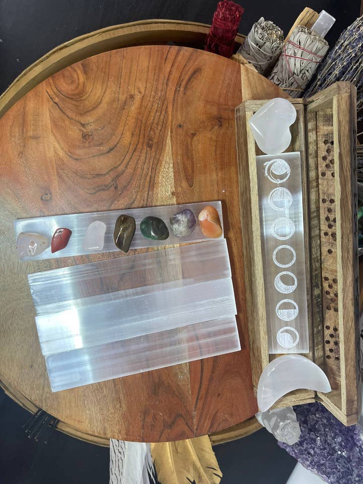 Plaque de recharge polie en sélénite de 8 po pour la vente par CaNatureLover