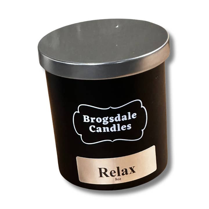 Relax Hand poured soy blend wooden wick candle. for wholesale by Brogsdale Candles