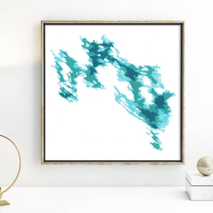 Bathymetrische kaart van Lake Muskoka op papier voor wholesale door Cardtography