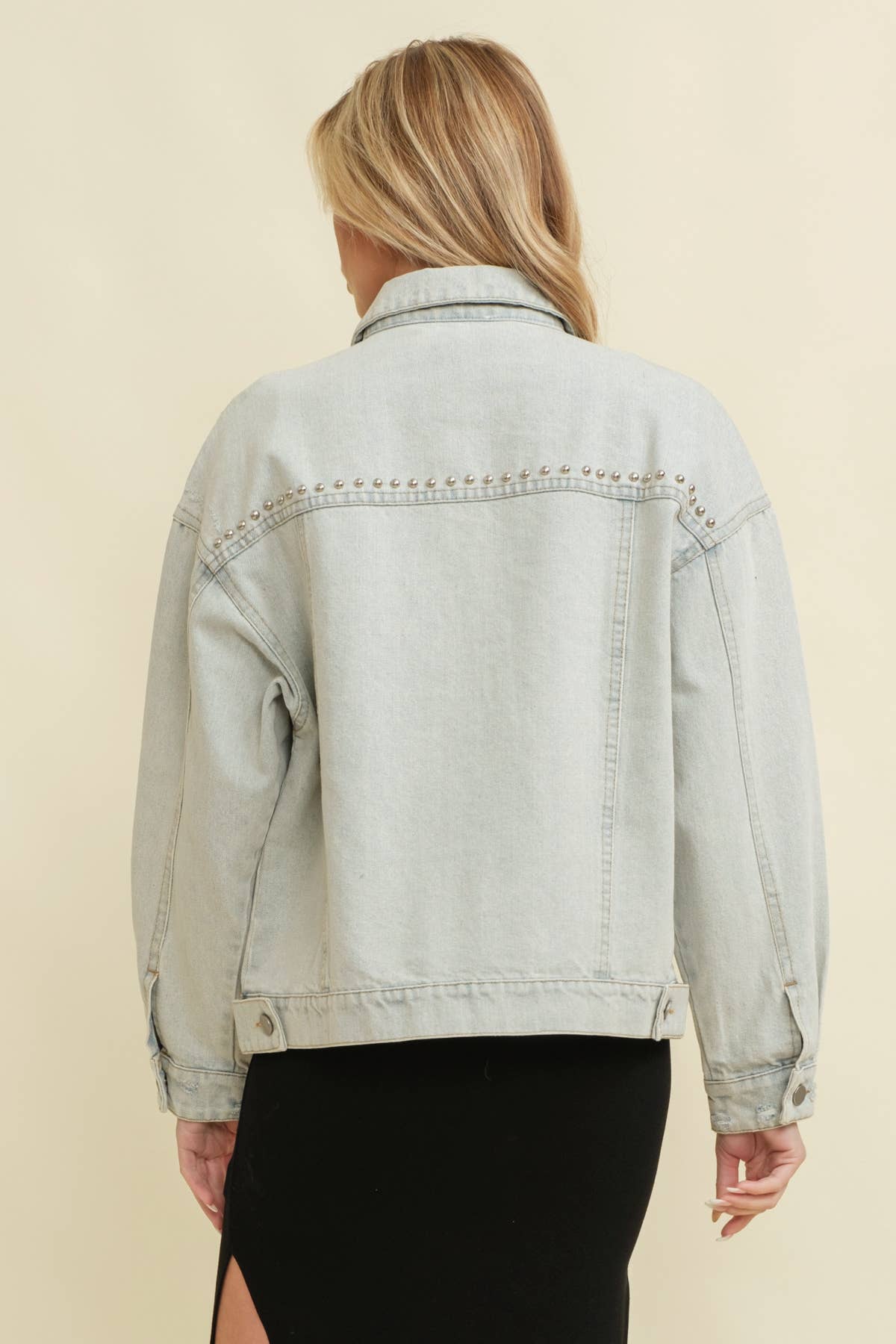 CJ14361J - STUDDED DENIM JACKET for wholesale on Faire1
