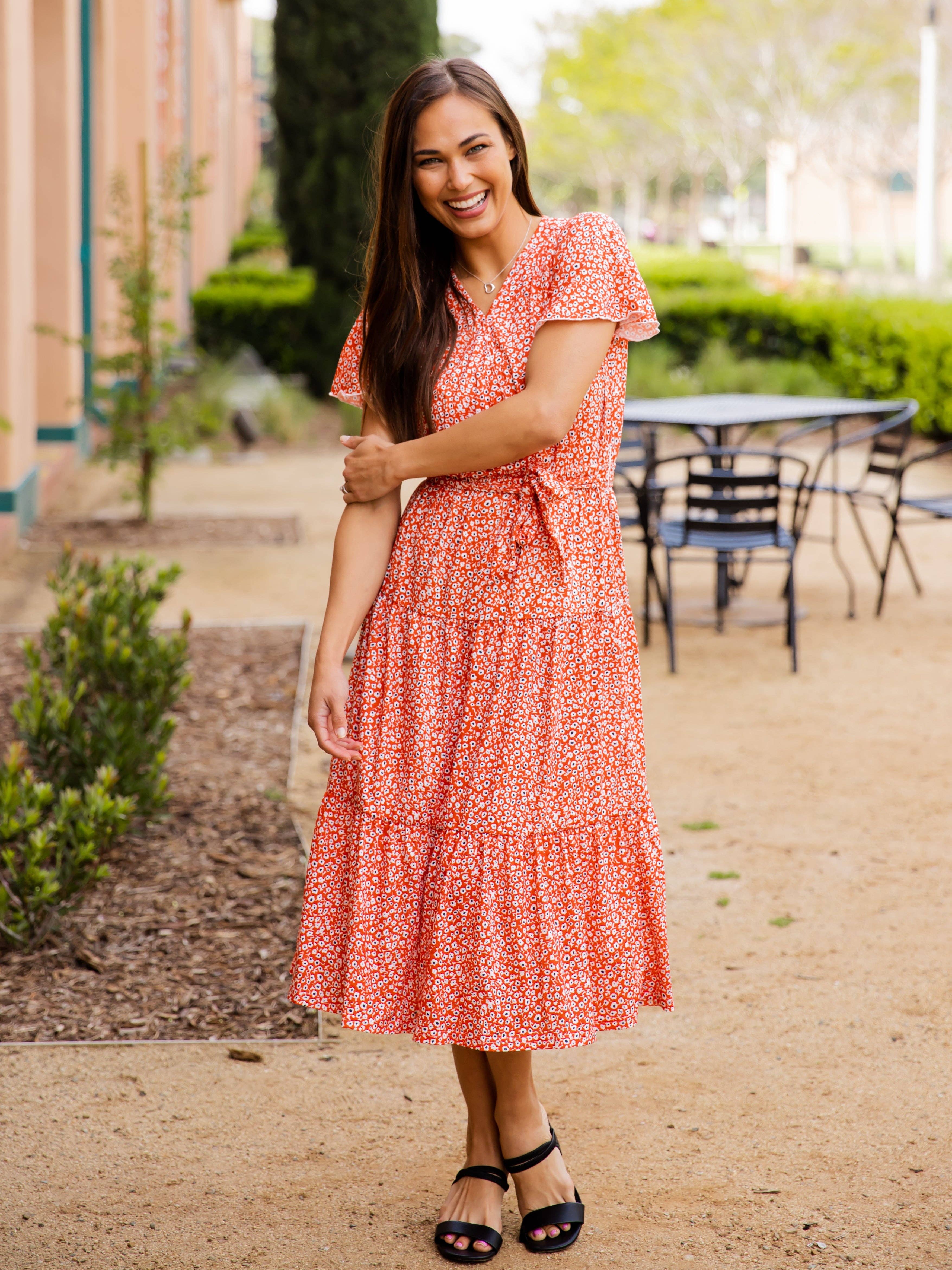 Tickled Teal – wholesale Dress – Women's – Tiered Tie Waist Stevie Dress8