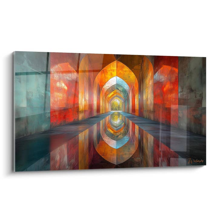 Tabel Skinnende Vermilion Hvælvinger - Geometrisk Abstrakt Udgave for engroshandel hos Walensky