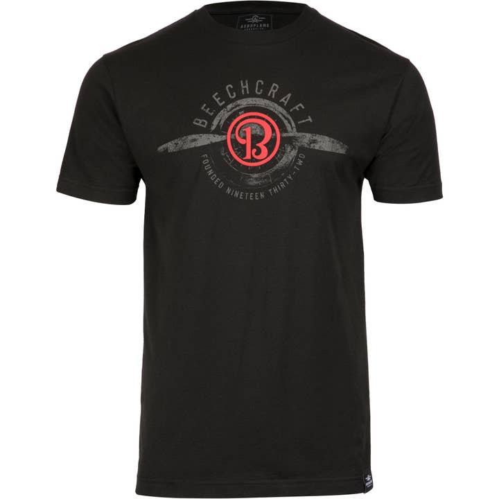 Beechcraft Logo Propeller Officially Licensed T-Shirt for wholesale by Aeroplane Apparel Co.