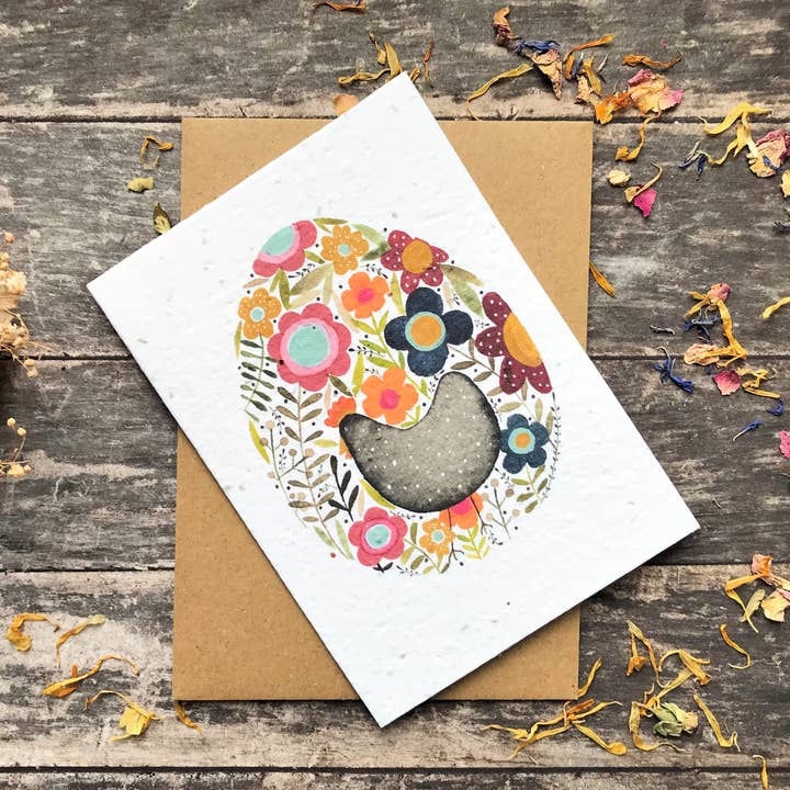 Plantable Seed Paper Easter Card, Blank Inside for wholesale by Erika's Whimsical Art