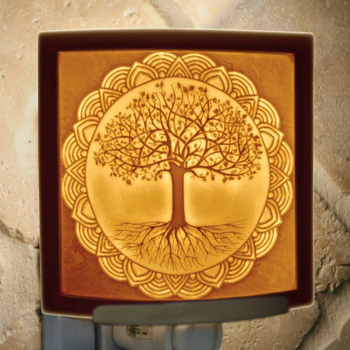 Tree of Life Porcelain Lithophane Night Light for wholesale by The Porcelain Garden Inc.