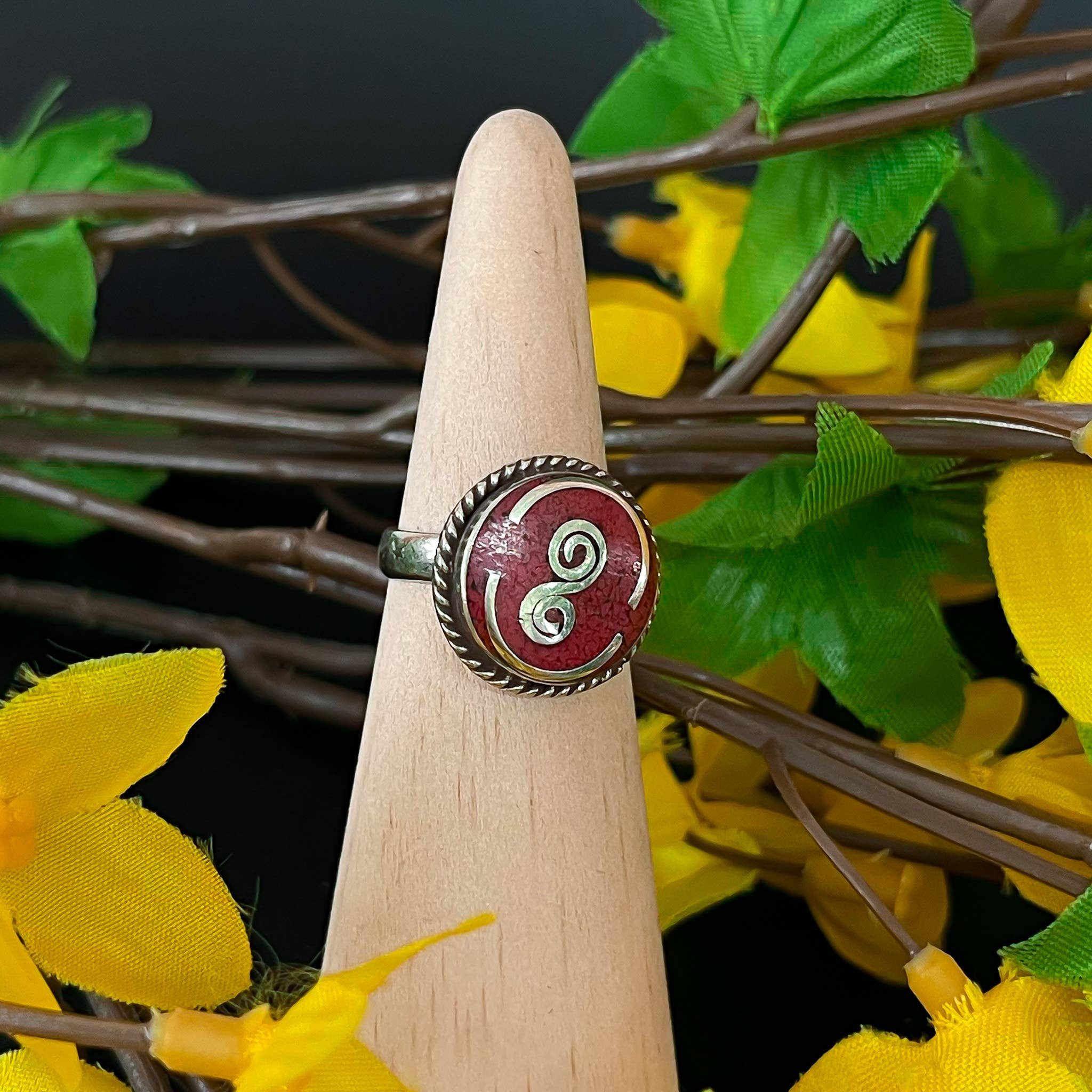 Karma Nepal Crafts - Wholesale Cocktail/Statement Ring - Round Gemstone Turquoise Coral Boho Rings10