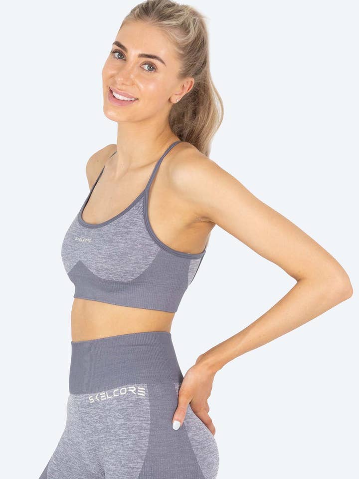 Skelcore Kvinnors sömlös grå kontur sport-bh för wholesale av Skelcore