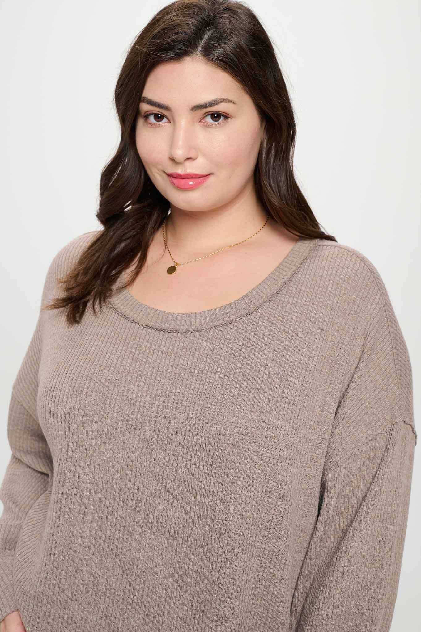 Blu Pepper - Vente Haut en maille – femme - HAUT EN TRICOT À MANCHES LONGUES ET ÉPAULES TOMBANTES3