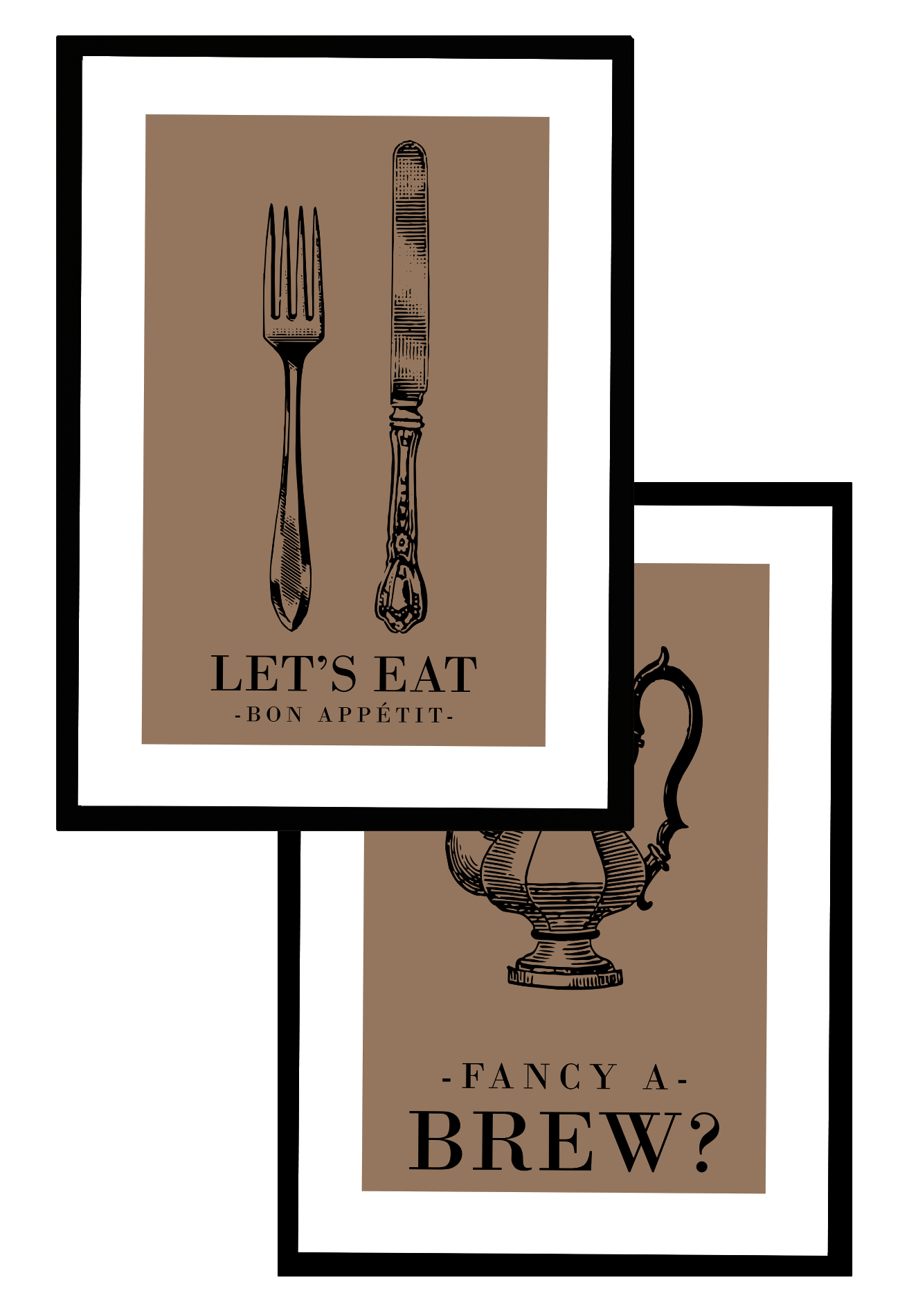 THE WALL HABITAT - Wholesale Gallery Wall Set - Set of 2 Retro Brown Kitchen Wall Art2