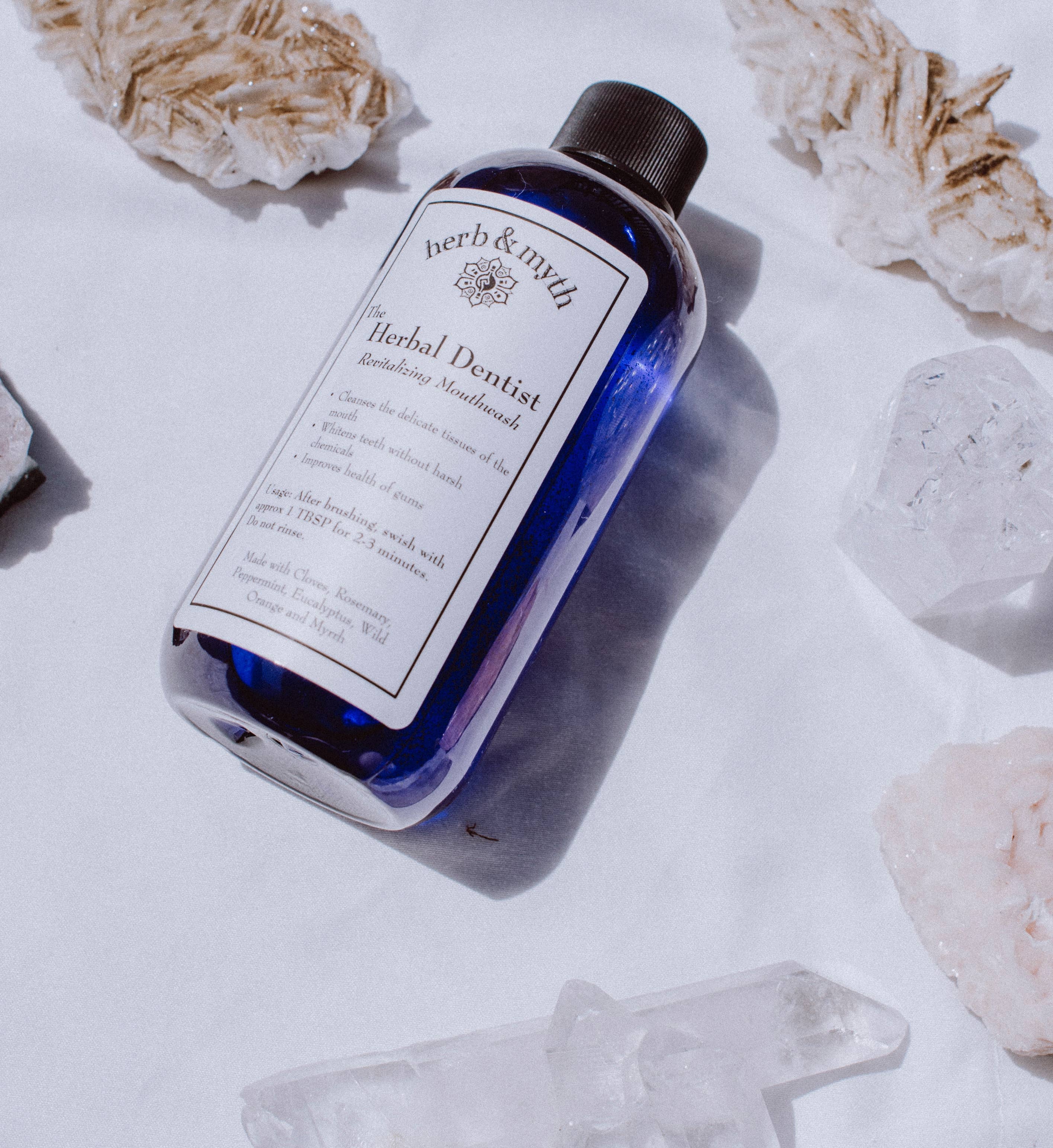 Herbology Skincare - Wholesale Mouthwash - The Herbal Dentist Mouthwash (Cobalt Blue Plastic Bottle)1