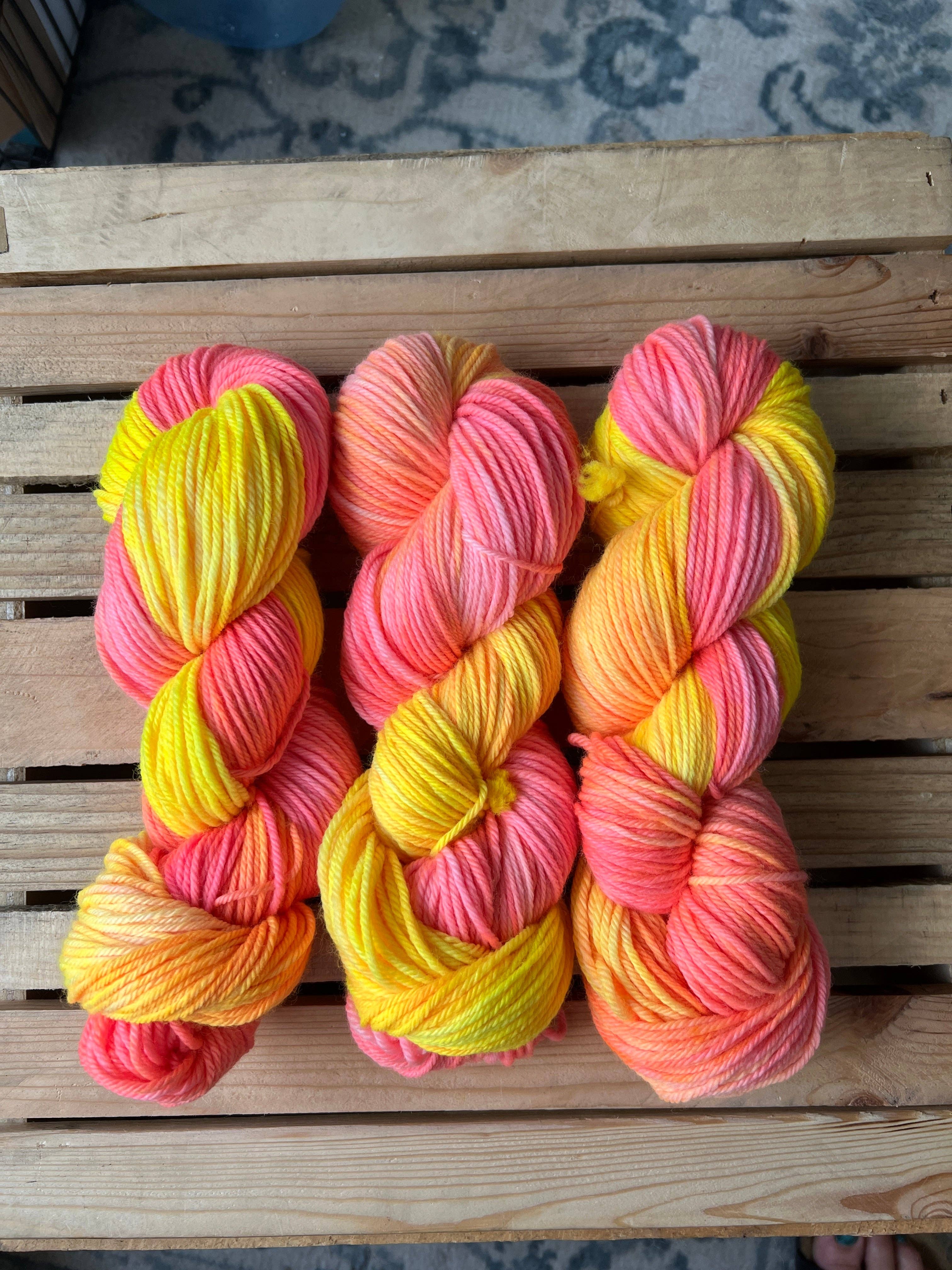The Yarn Cabin DBA Purls & Pines Yarn - Wholesale Yarn - Tequila Sunrise Hand Dyed Yarn2