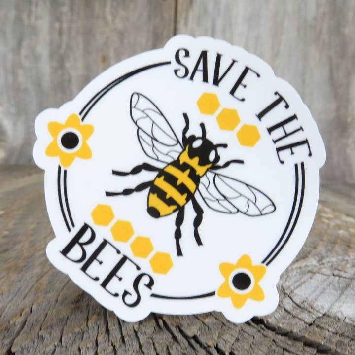 Kirk's Krafts – wholesale Sticker – Save The Bees Sticker Honey Bee Black and Yellow Waterproof Gardener Bugs Water Bottle Laptop