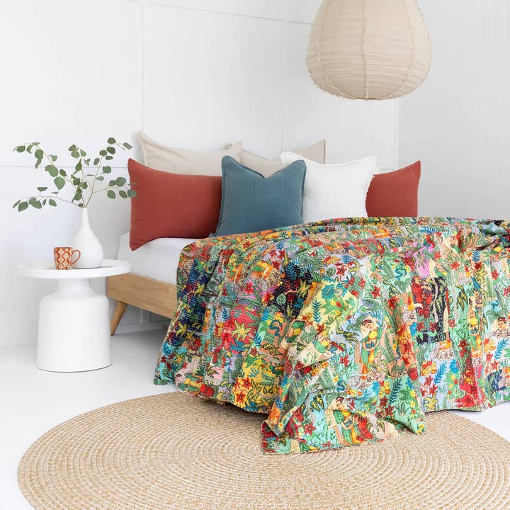 Boho-Eclectica - Wholesale Quilt - Indian Kantha Quilt Blanket Bedspread Coverlet - Frida Patch1
