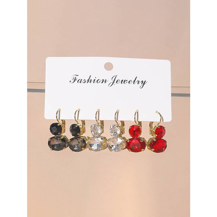 Blossom bijoux - Wholesale Dangle Earrings - Set of 3 pairs of Strass Sleeping Bag 25AHBOL0382