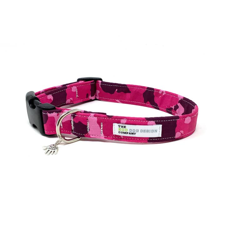 Pink Camouflage Dog Collar, Adjustable Camo Dog Collar for wholesale by EcoDogDesigns