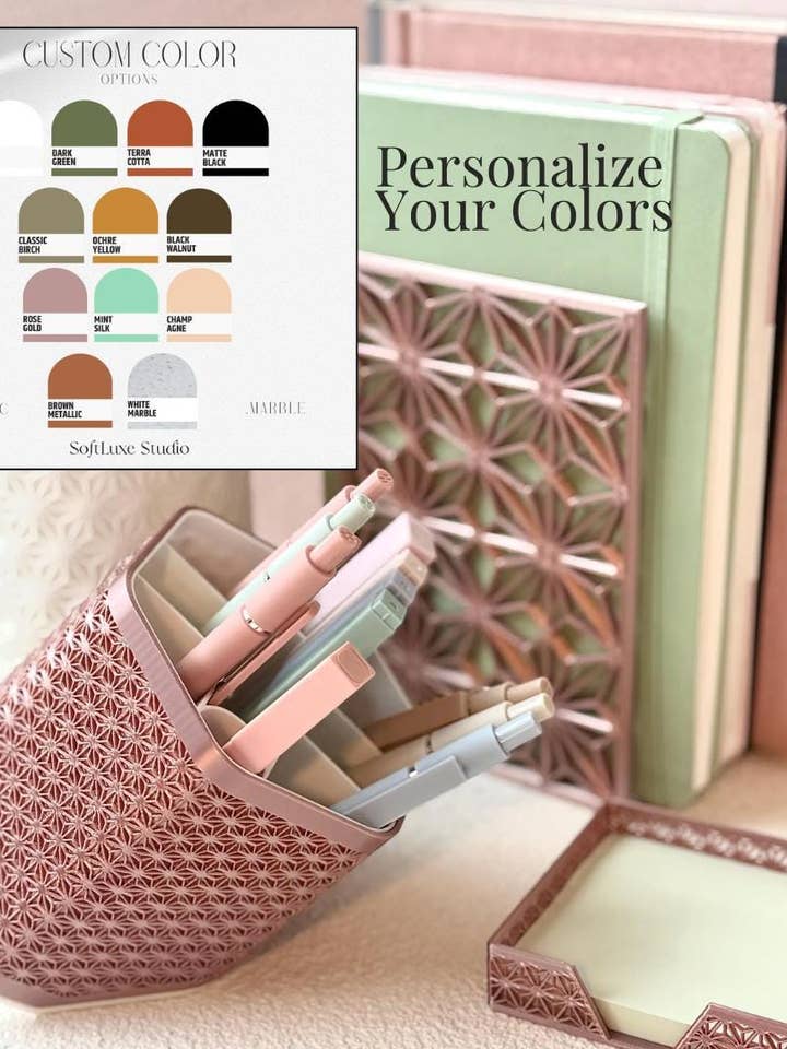 Custom Color Complete Kumiko Desk Collection for wholesale by SoftLuxe Studio