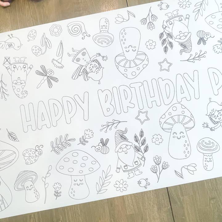 Fairy Land Coloring Table Runner| Happy Birthday for wholesale by Party in a pinch