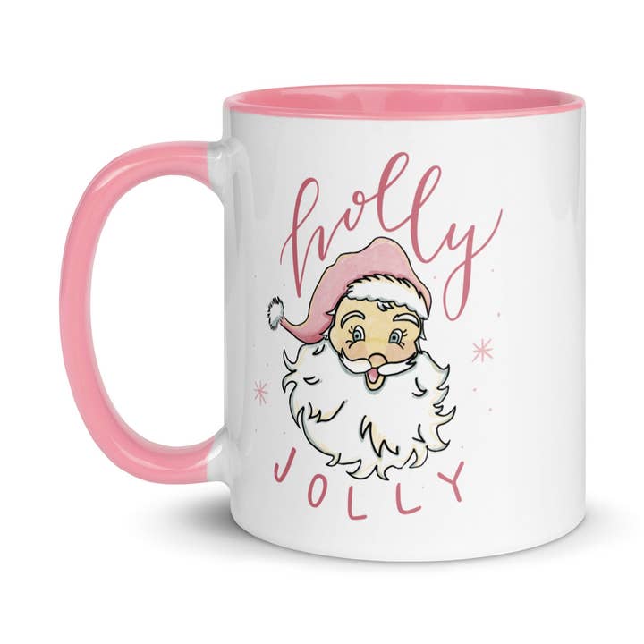 Holly Jolly Santa Mug for wholesale by Painted Peony Art