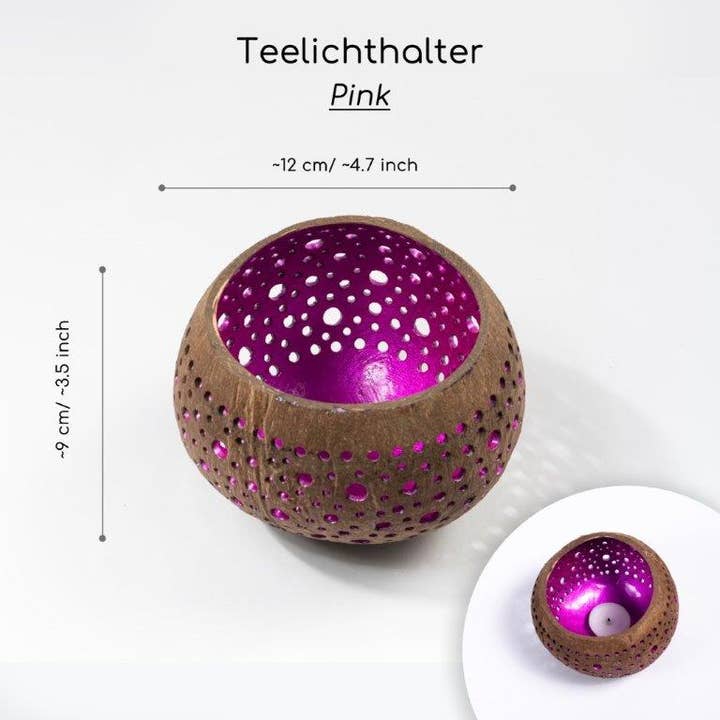 Niu Coconut by Pacific Spirit - Wholesale Candle Holder - tealight holder coconut pink2