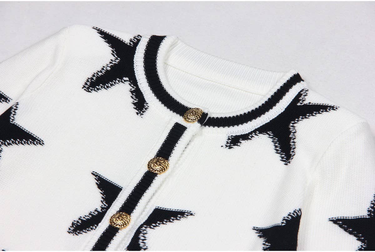Productseeker - Wholesale Cardigan - Women's - JK029 Chic Star-Pattern Knit Cardigan - Spring/Autumn Top5