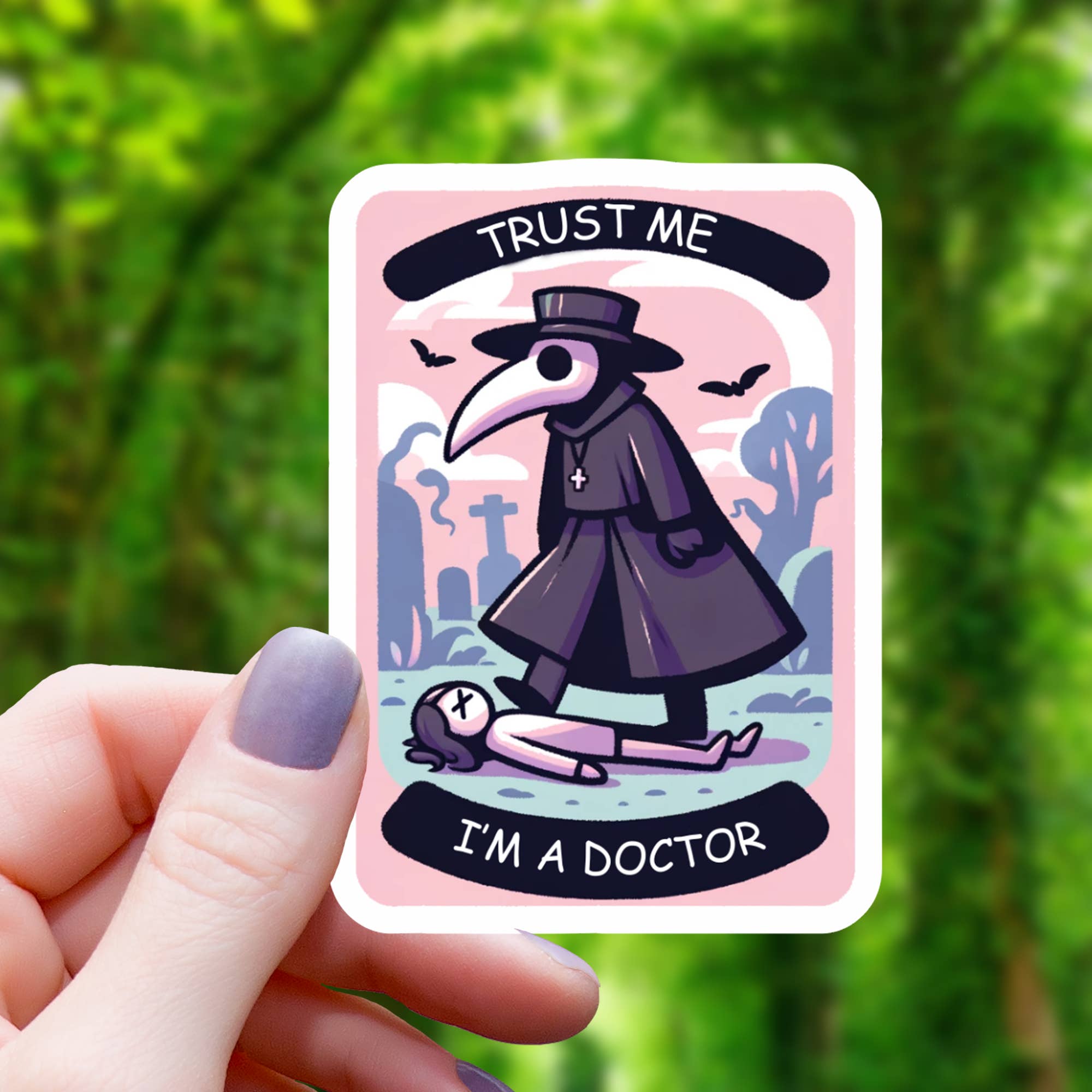 Mimic Gaming Co - Wholesale Sticker - Trust Me Plague Doctor Tarot Inspired Sticker- 3"