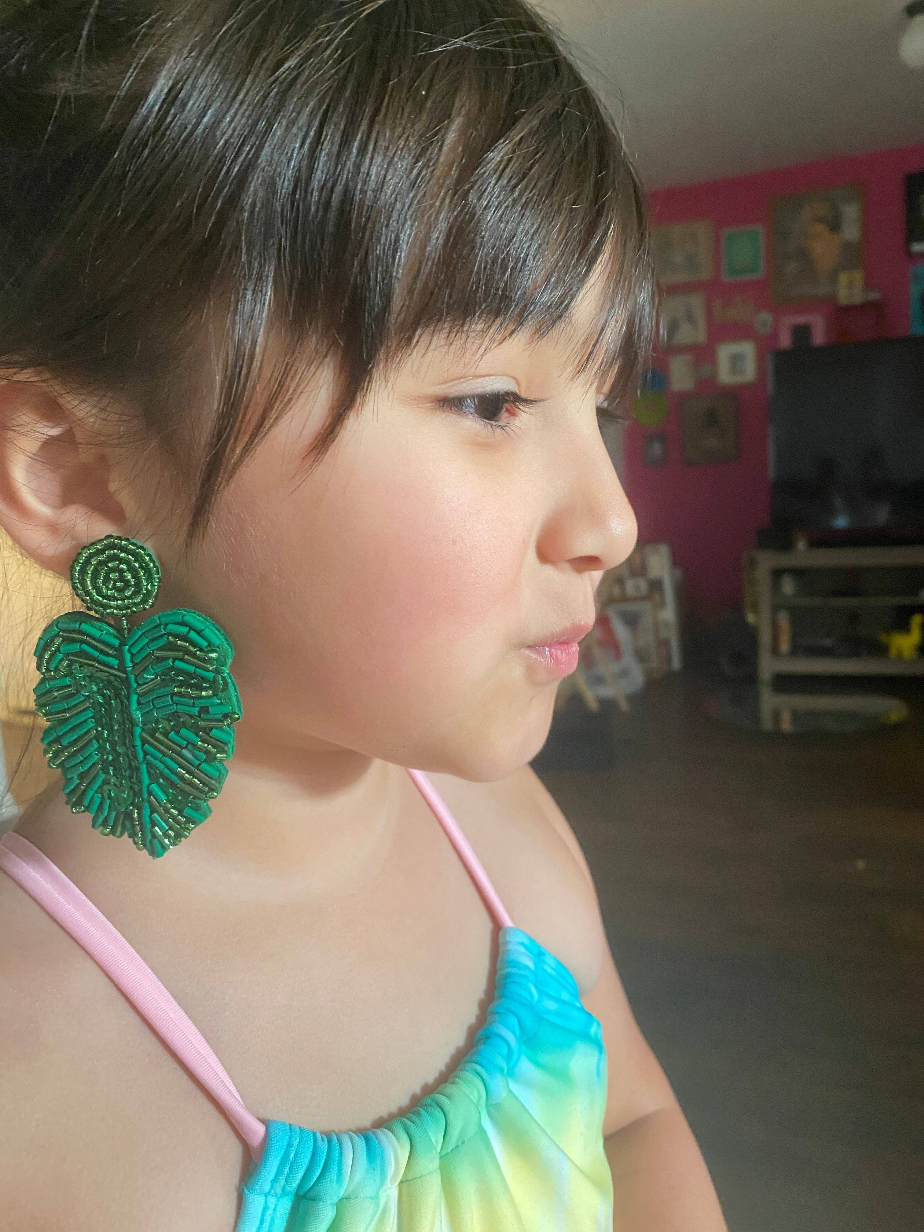Very That - Wholesale  - Beaded Palm Leaf Earrings1