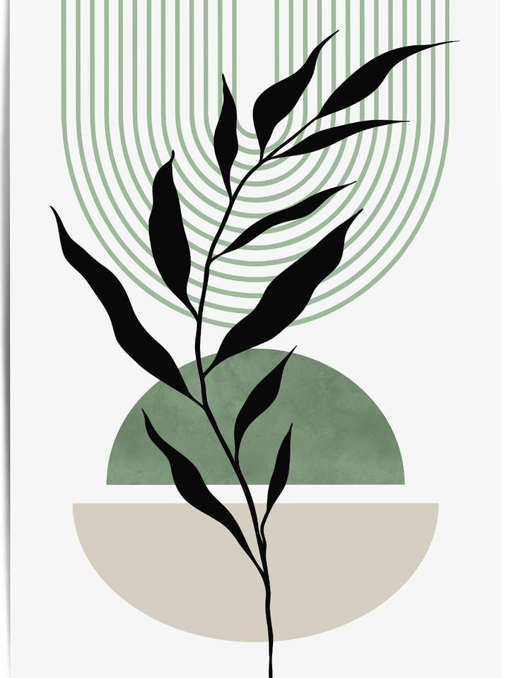 Mid Century Saliegroene Muurkunst Poster 1 voor wholesale door THE WALL HABITAT