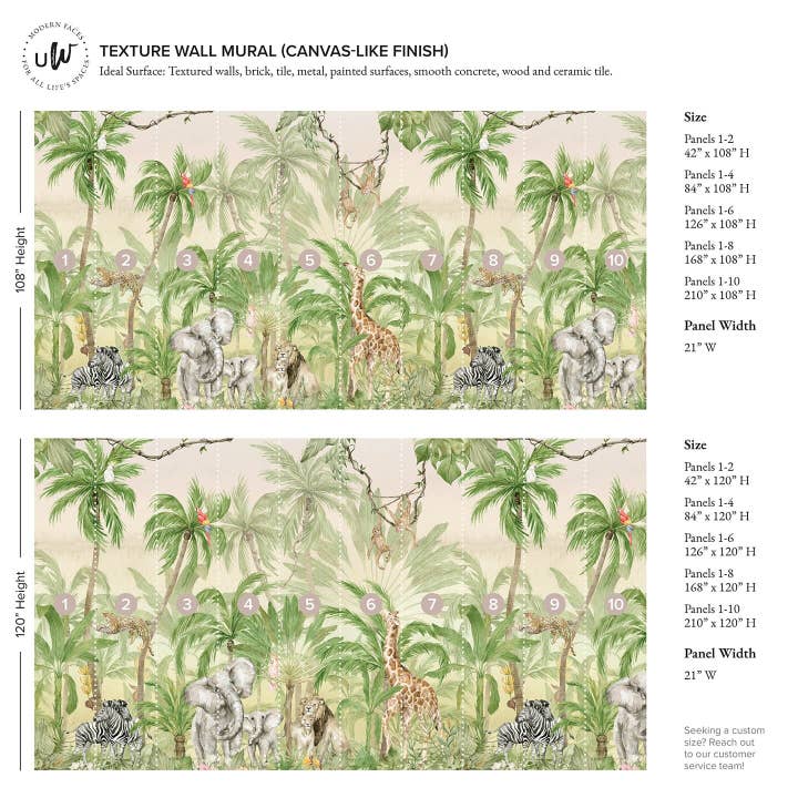 Green Jungle Animal Wall Mural for wholesale on Faire1