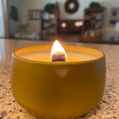 Thy Will Bee Done Apiary - Wholesale Travel Candles - Luxe Gold Candles With Wooden Wicks. Luxury 4oz Soy Candles