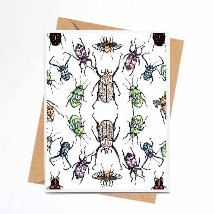 ”Beetle Repetition” Handgjorda Notecard för wholesale av PinkPolish Design