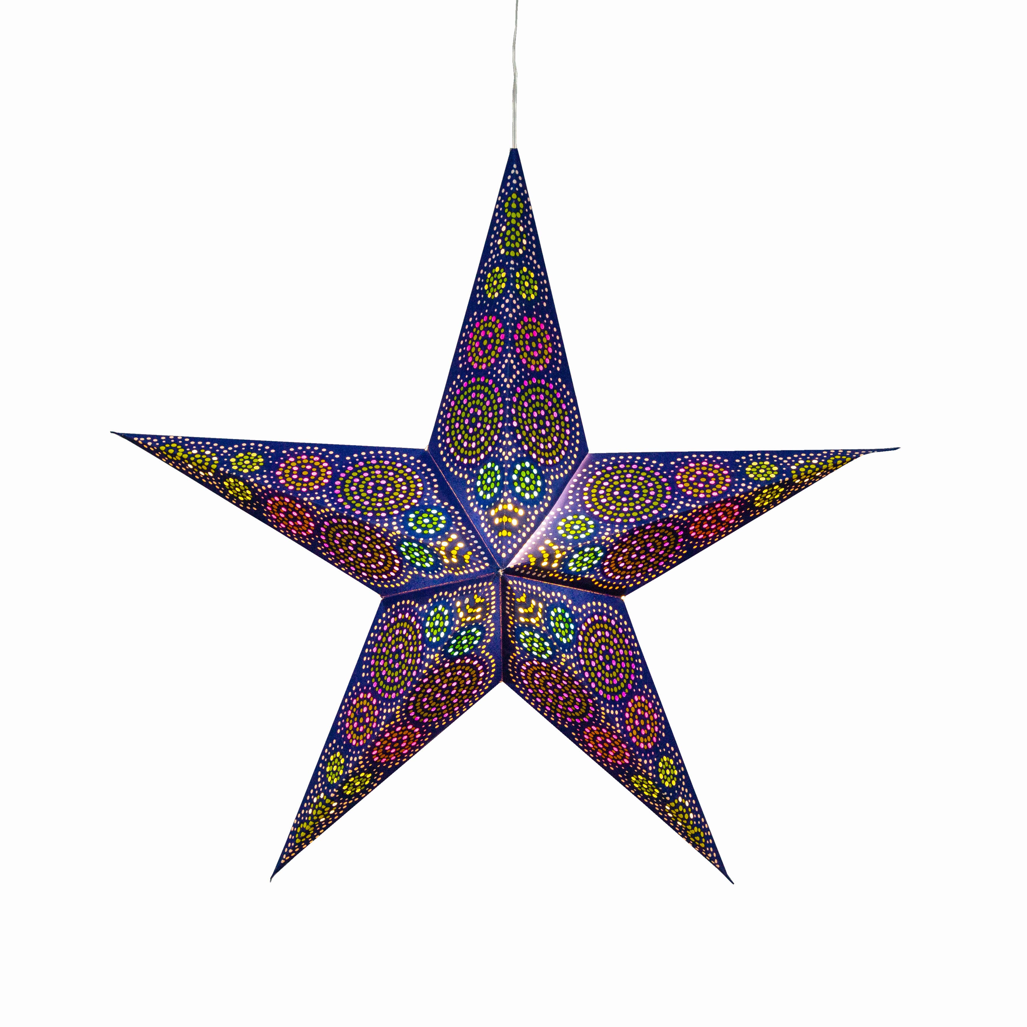 Artschatz LLC - Vendita all'ingrosso Lanterne/lampade di carta - Caleidoscopio ~ 5 puntatore, luce blu a forma di lanterna a forma di stella, 61 cm6